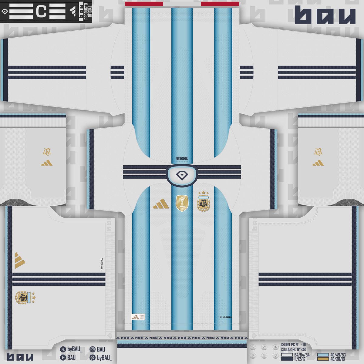 byBAU_'s tweet photo. ARGENTINA NATIONAL TEAM 2026-27 Kits 🇦🇷
Home / Away / Gks

@afa 

#adidas #FIFAWorldCup #CopaMundialFIFA #Somos26 #Mundial2026 #Can26 #Mex2026 #USA2026 #Soccer #PES2021 #eFootball #eFootballHUB #PS4share #patterns

>>> Drive: https://t.co/5KwferFWYI https://t.co/uG3bUsZnVl
