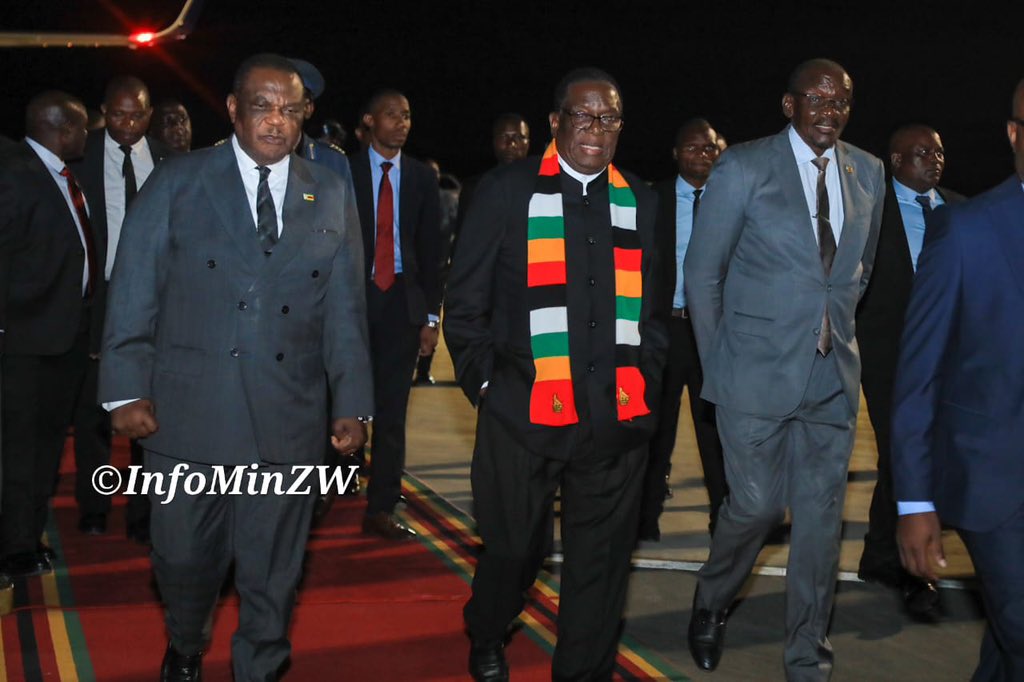 TendayiZinyama's tweet image. His Excellency President Emmerson Mnangagwa is back home from Eswatini, where he joined other regional leaders in celebrating His Majesty King Mswati III's 40th Anniversary and 58th Birthday celebrations. The celebrations were held at Somhlolo Stadium in Eswatini. 
#engagement
