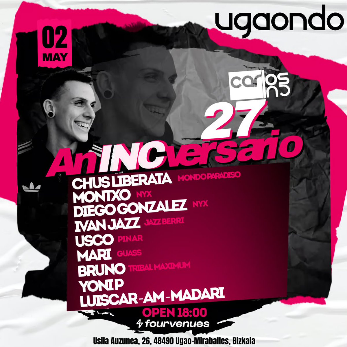 DjIvanjazz's tweet photo. Se acerca el aniversario de nuestro amigo Carlos Inc, en una noche rodeado de grandes Djs en Ugaondo!! https://t.co/OpMGSoR144