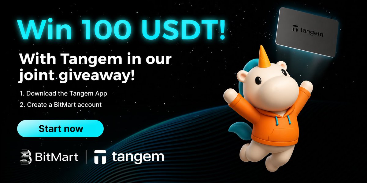 Ready to win 100 $USDT with <a href="/Tangem/">Tangem</a>?

📍 To Participate:
1️⃣ Follow <a href="/BitMartExchange/">BitMart</a> and <a href="/Tangem/">Tangem</a>, and RT this post
2️⃣ Download Tangem App - tangem.onelink.me/MsTz/bitmart
3️⃣ Create BitMart account with ref code ‘CryptoGift’

✅ Fill in Google Forms at: forms.gle/WaqNcT5hNbBNem…

🎁 10