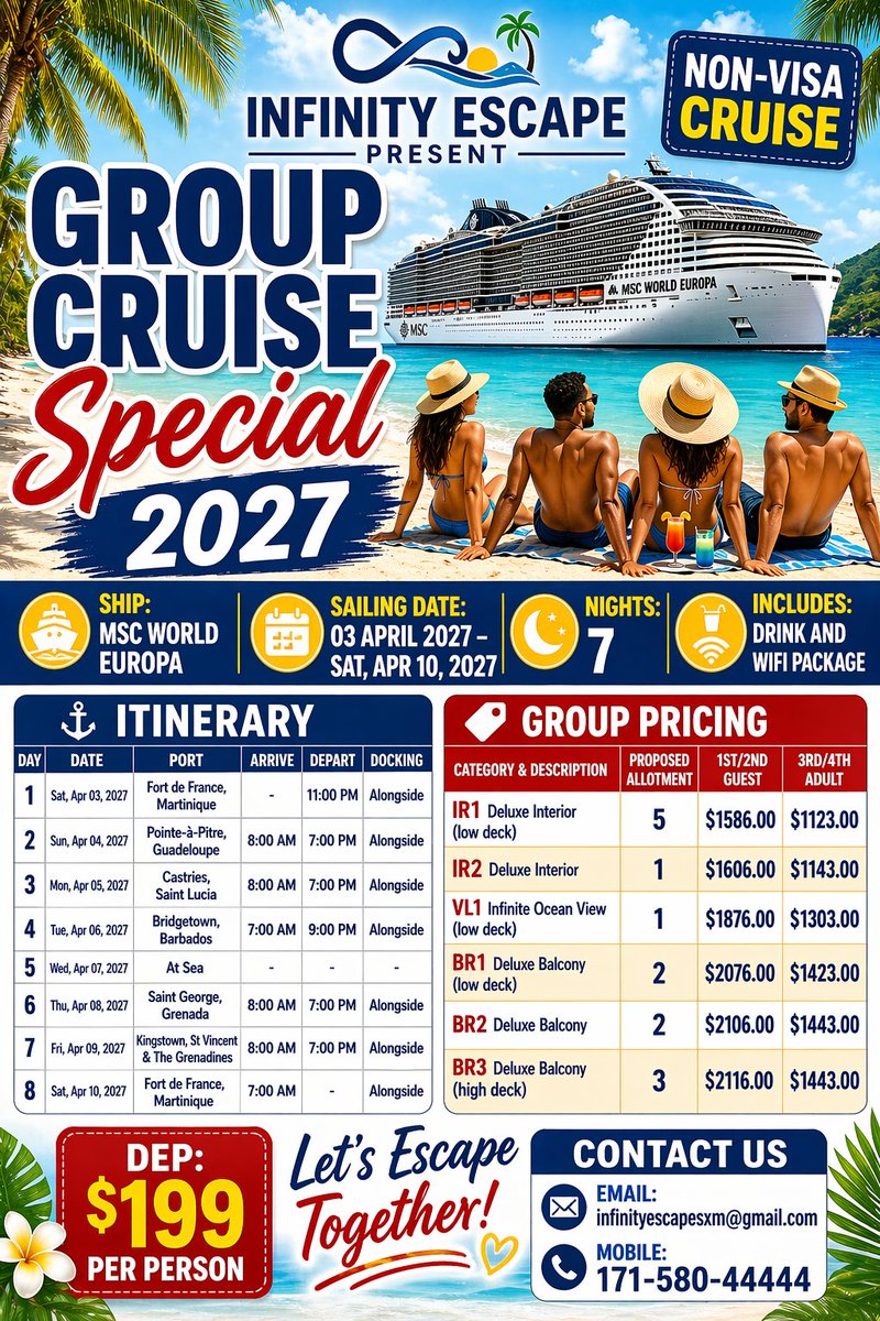 Tropical cruise group getaway special