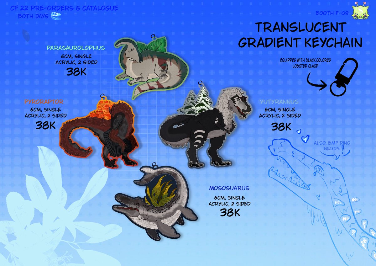 4illusin's tweet photo. RYN’S CF22 CATALOGUE! 
[❤️&amp;🔁 are appreciated] 

📆 Pre order period: 
24th April-10th May, 23:59
📦 Pick Up, Both Days 
🦎 Booth: Money Money come to me, F-09
🦖 Fandom: Dinosaur / Dinosaurs 
🔗 https://t.co/cq8525tfce

(1/1)
#cf22 #comifuro22 #cf22catalogue https://t.co/OpvvGipEYY
