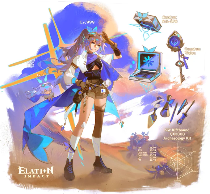 ◆ Name: "Silver Wolf" ◆ Title: Relentless Excavator ◆ Surveyor of the Sandswept Ruins ◆ Vision: Quantum ◆ Constellation: Ordo Nulla #SilverLeveling #HonkaiStarRail #SilverWolfLV999