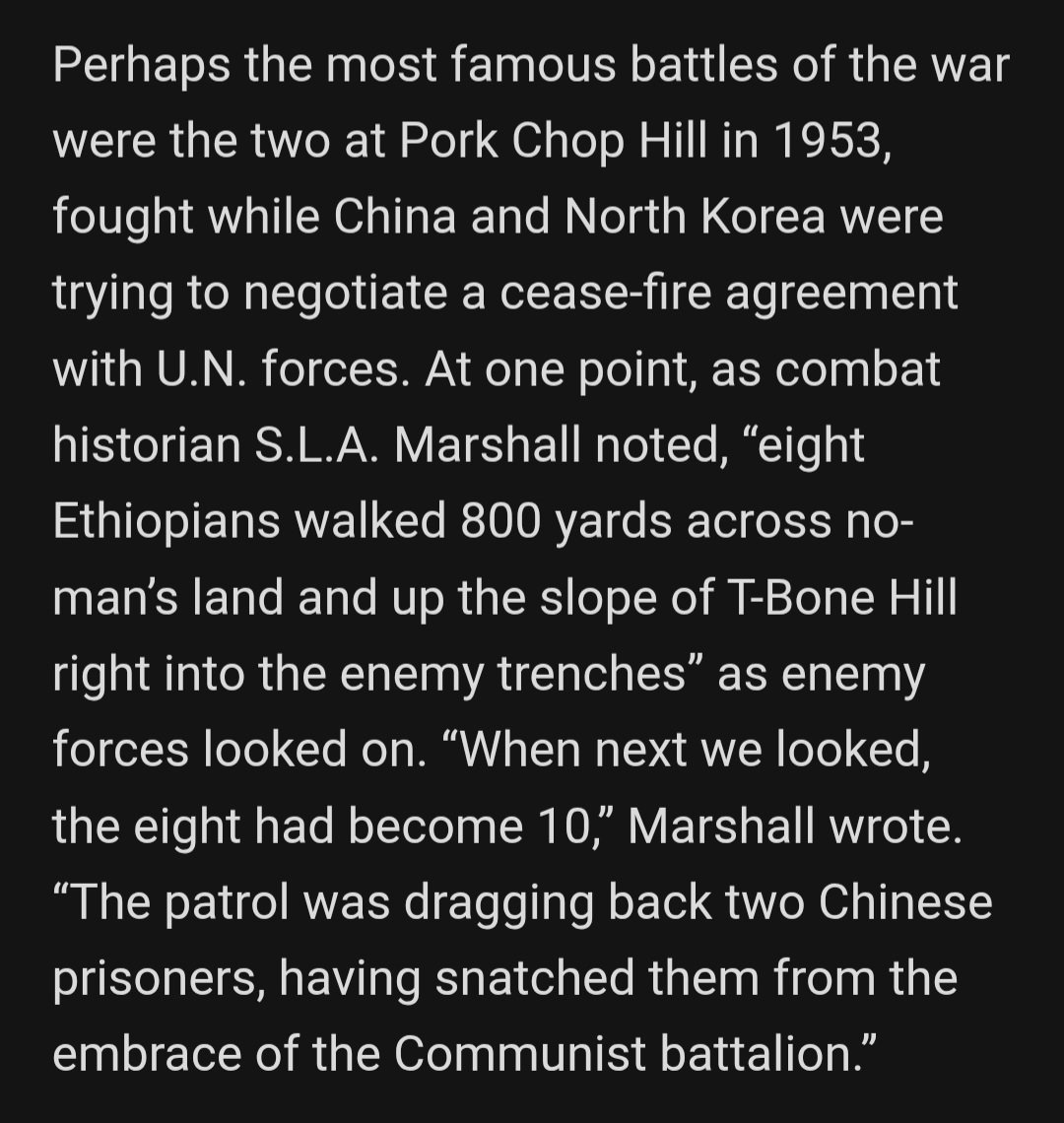 Hanjo134's tweet photo. @xspotsdamark Reminds me of the kagnew battalion (ethiopian soldiers who fought in the Korean war) it was rhe first time many Chinese and North Koreans saw black people. They thought were ghosts lol https://t.co/fExm73dsj6