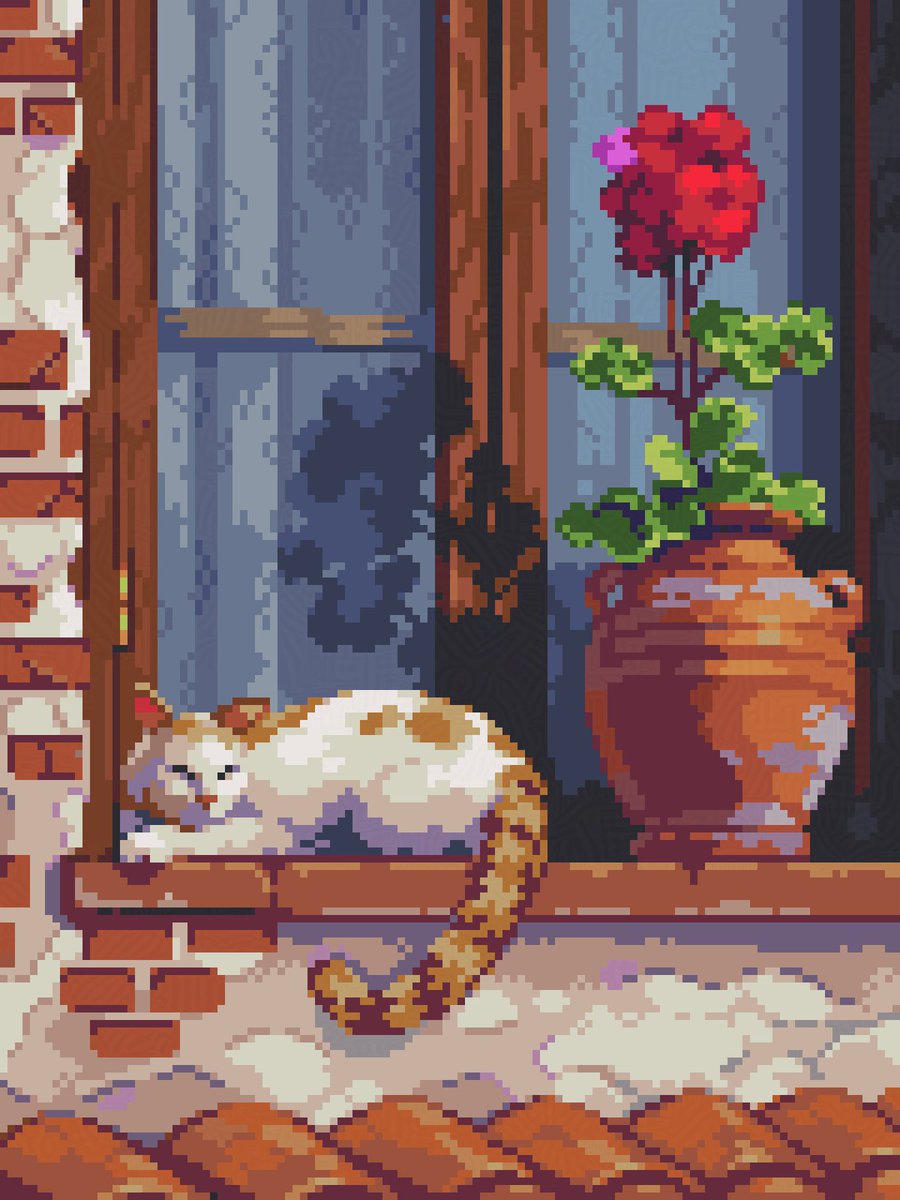 Relaxing in the sun🐱❤️ #pixelart