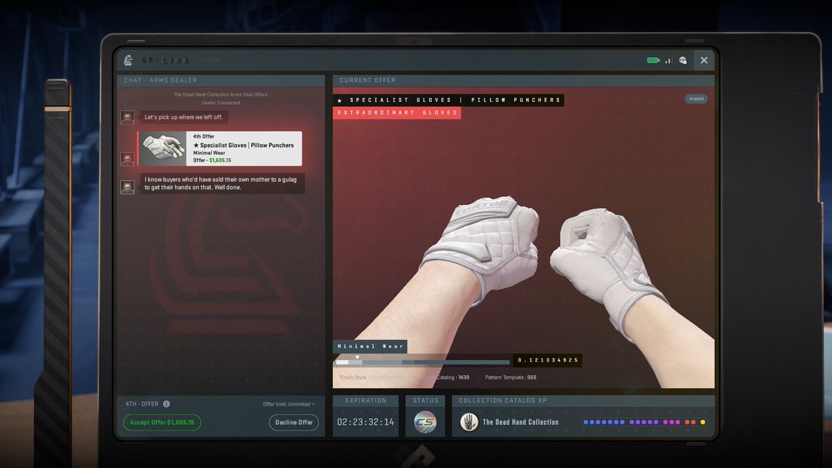 twonaughty_'s tweet photo. A couple terminals after WiFi gloves, got offered Pillow Punchers at .12 float. Just a light $1.6k usd https://t.co/vT1znqWJRl