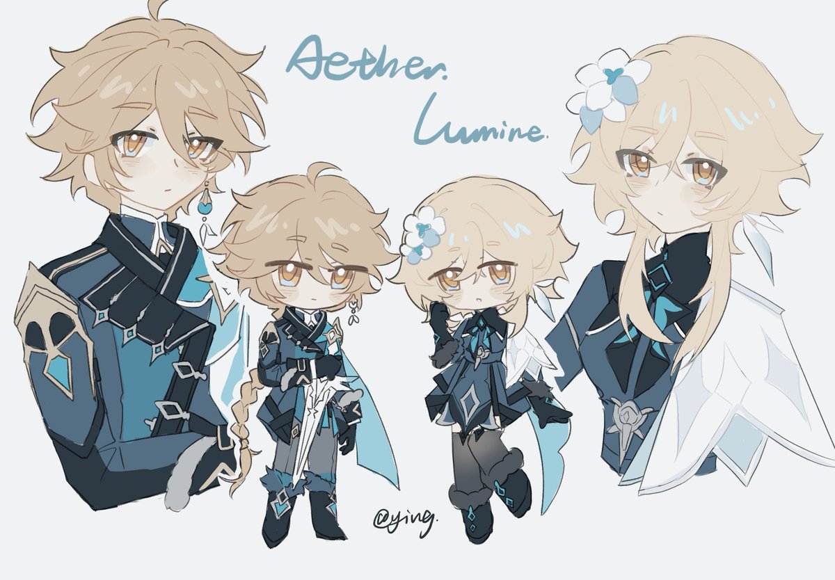 Ying_moumou's tweet photo. Aether and Lumine https://t.co/aUvRUfaLfx