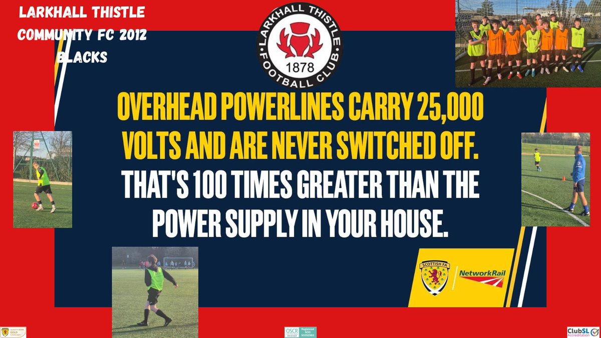 LTCFCsc052983's tweet image. This week our 2012s learned railway safety with Network Rail 🚆⚠️

Overhead lines carry 25,000 volts — that’s 100x a home supply 😳 One touch can be fatal.

Tracks aren’t a playground. Stay smart. Stay safe. 🙌

#RailSafety #NetworkRail #BTPScotland #ScottishYouthFA