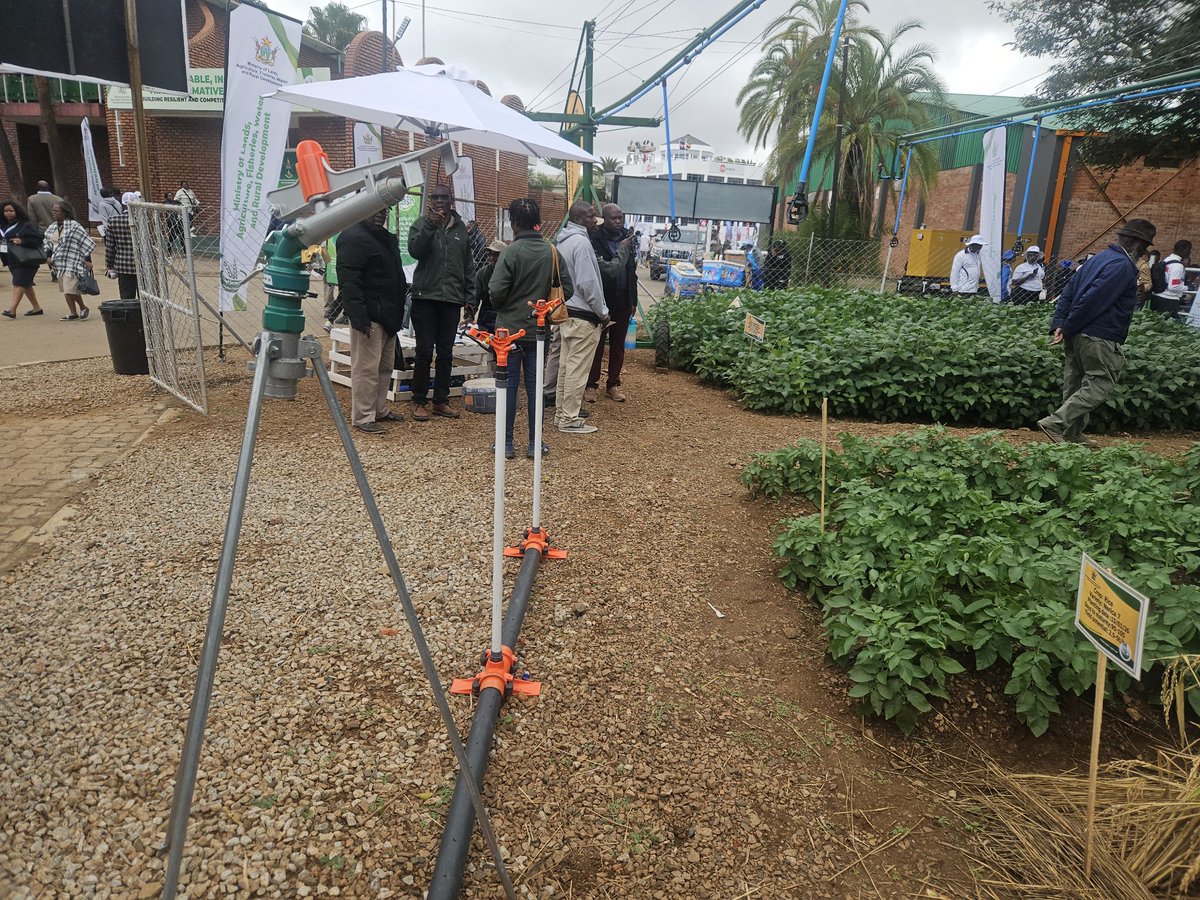 MoLAFWRD_Zim's tweet photo. *Affordable Pivot Irrigation Steals the Show at ZITF for Smallholder Farmers* 
The Agriculture for Rural Development  Director  Mr. Leonard Munamati highlighted a new low-cost pivot irrigation system aimed at making irrigation accessible to small-scale farmers, including A1,Old  resettlement, communal, and those practising Pfumvudza/Intwasa concept. He said the compact, affordable, and easy-to-use pivot requires minimal capital and can help farmers increase production and productivity, ultimately boosting income and enabling value addition from higher yields. The Ministry is showcasing the technology to encourage smallholder farmers to adopt it as a practical way to move beyond rain-fed agriculture.@HeraldZimbabwe
@obertjiri
@AgritexS
@MakaIrrigation
@ZBCNewsonline
@zfu_official
@radio_zimbabwe
@StarfmZimbabwe
#ZITF2026
#SmallScaleFarming
#PivotIrrigation
#EmpoweringFarmers
#FarmProdyctivity