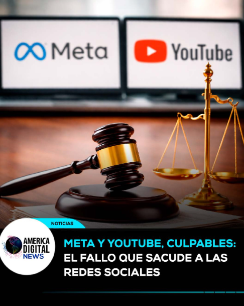 AmericaDigitalN's tweet photo. Meta y YouTube enfrentan un punto de inflexión en la regulación digital tras ser declaradas negligentes en un fallo vinculado al impacto de sus plataformas en menores.

La decisión judicial introduce un elemento clave en el debate: la responsabilidad de las empresas https://t.co/Zsjx8Qc4kr