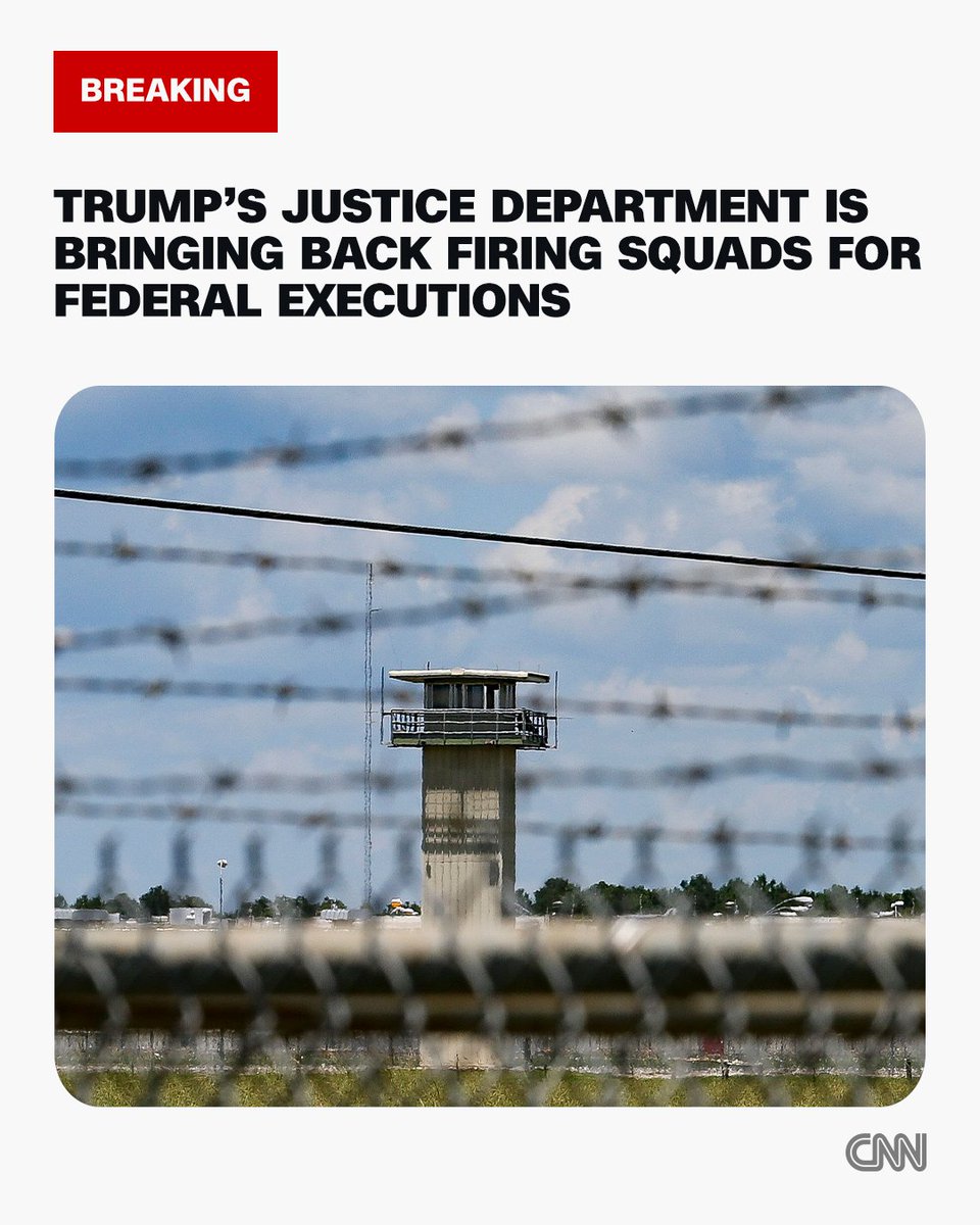 cnnbrk's tweet image. The Justice Department is bringing back the firing squad as a manner of execution in federal death penalty cases. cnn.it/3ONYl2S