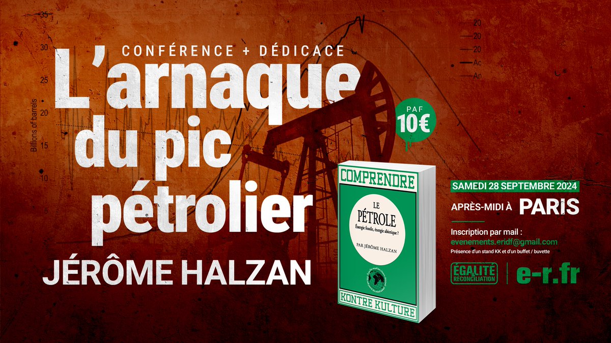 📼 [VOD]
L'arnaque du pic pétrolier ⛽💲
🎙Conférence de Jérôme Halzan

 ⏩youtube.com/watch?v=lmgbs7…