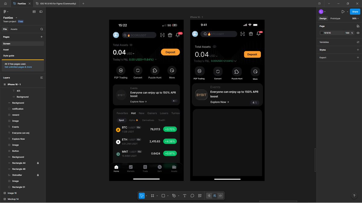 lxythegreat's tweet image. Day 2 of redesigning the Bybit homepage focusing on layout hierarchy, visual balance, and improving information clarity for a smoother user flow.

#UIUX #UXDesign #UIDesign #ProductDesign #FintechDesign #MobileDesign #DesignIteration #FigmaDesign #UXInspiration #InterfaceDesign