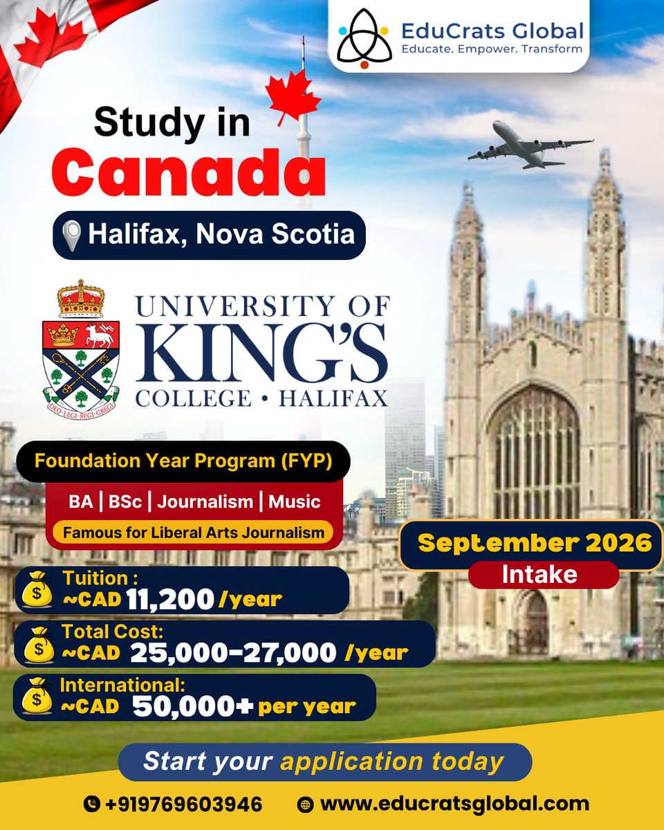 educratsglobal's tweet image. 🇨🇦 Study in Canada at University of King's College, Halifax
✨ Top liberal arts &amp;amp; journalism programs—start your global journey!
.
.

#StudyInCanada #KingsCollege #Halifax #StudyAbroad #InternationalStudents #LiberalArts #JournalismStudies #CanadaEducation #EduCratsGlobal 🇨🇦🎓✨