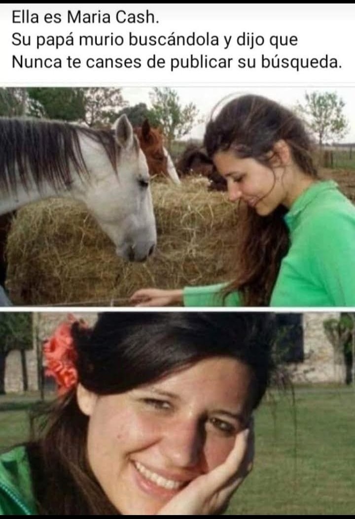 CristiMonaco's tweet photo. #MariaCash
Ella es María Cash
Su papá murió buscándola y dijo que nunca te canses de publicar su búsqueda 🙏 https://t.co/JZISzdwHTb
