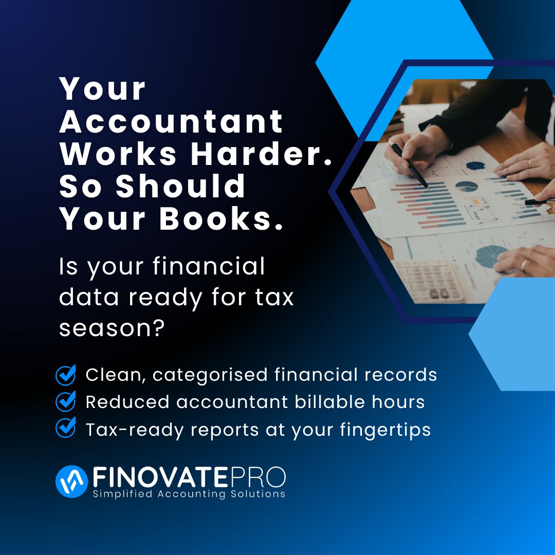 finovatepro's tweet image. Tax season isn’t a scramble when your books are clean. FinovatePro keeps records organised so accountants focus on savings, not fixes. Start Q2 right with clarity. 

#TaxReady #FinovatePro #SMEFinance #AccountingTips