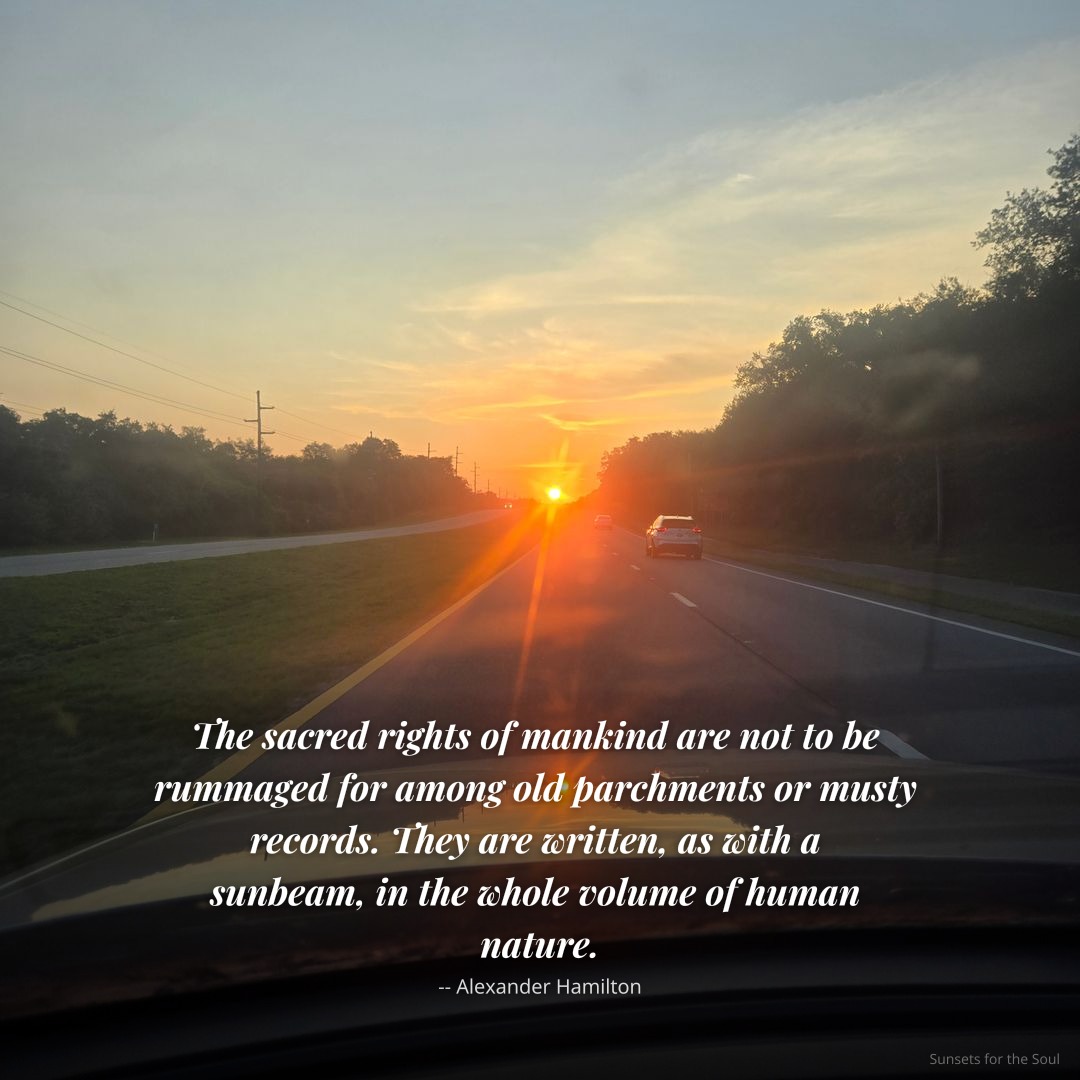 libertyspr57359's tweet image. "The sacred rights of mankind are not to be rummaged for among old parchments or musty records. They are written, as with a sunbeam, in the whole volume of human nature."

— Alexander Hamilton

#SunsetsForTheSoul #BoggyBayou #SunsetPhotography #CivicEducation #FoundingFathers