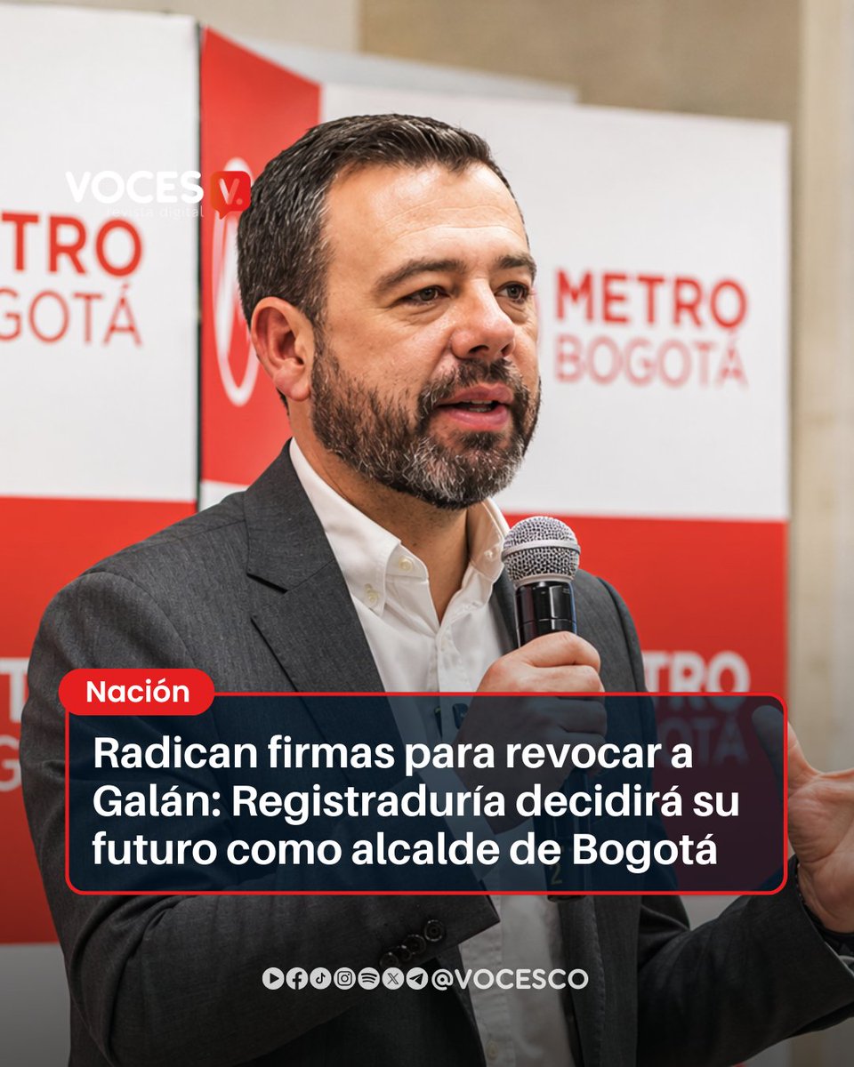 #Voces | Un comité ciudadano entregó firmas para revocar al alcalde Carlos Fernando Galán, y ahora todo queda en manos de la Registraduría.

Detrás de esta iniciativa hay un fuerte descontento por temas que afectan el día a día de los bogotanos: inseguridad, trancones cada vez