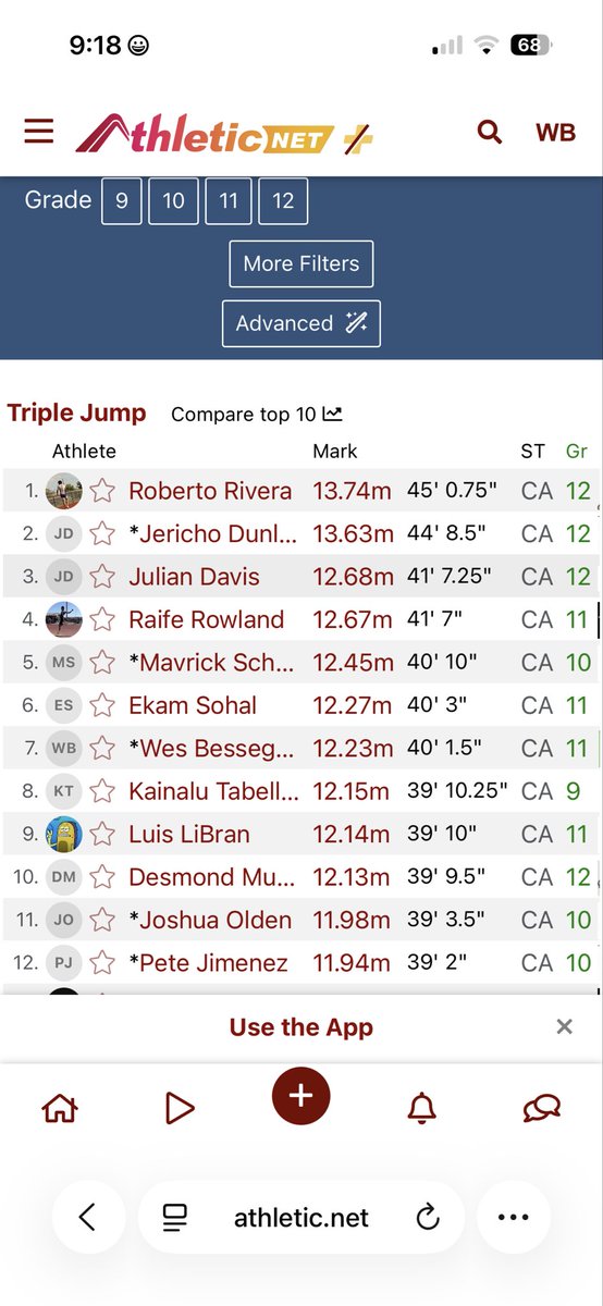 WBesseghin3232's tweet photo. #7 in the Section in triple jump!! Coming for that #1 spot in league next week at league championships!! https://t.co/jInp46sLT7