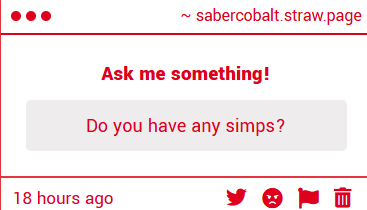 SaberCobalt's tweet photo. "E-eh..Simps? I couldn't really say, I do not go around checking for those who hold an affective affinity, for I am doing much to preserve the household danger-free." https://t.co/2GiSOBNkMQ