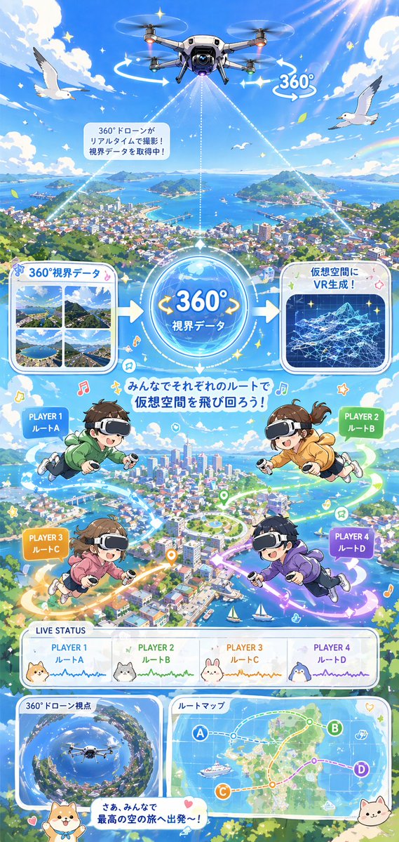 ランチの話題、360°ドローンネタ🐥
絵柄を変えてみた←→