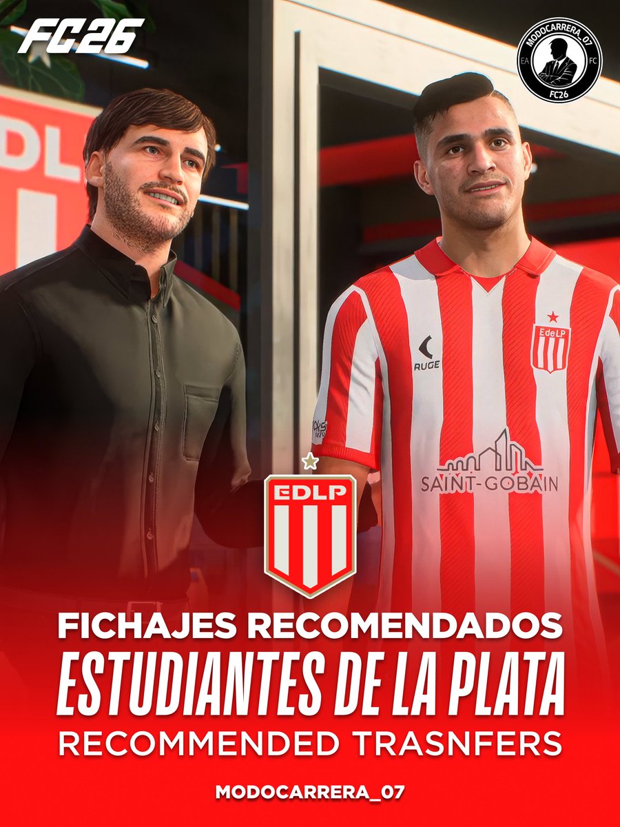 MCFifa_Colombia's tweet image. 🔥 FICHAJES RECOMENDADOS para Estudiantes de La Plata en #FC26 🔴⚪

⚽️ Estos fichajes encajan perfecto con la identidad del Pincha para tu Modo Carrera 👇

🧶 Abrimos Hilo...