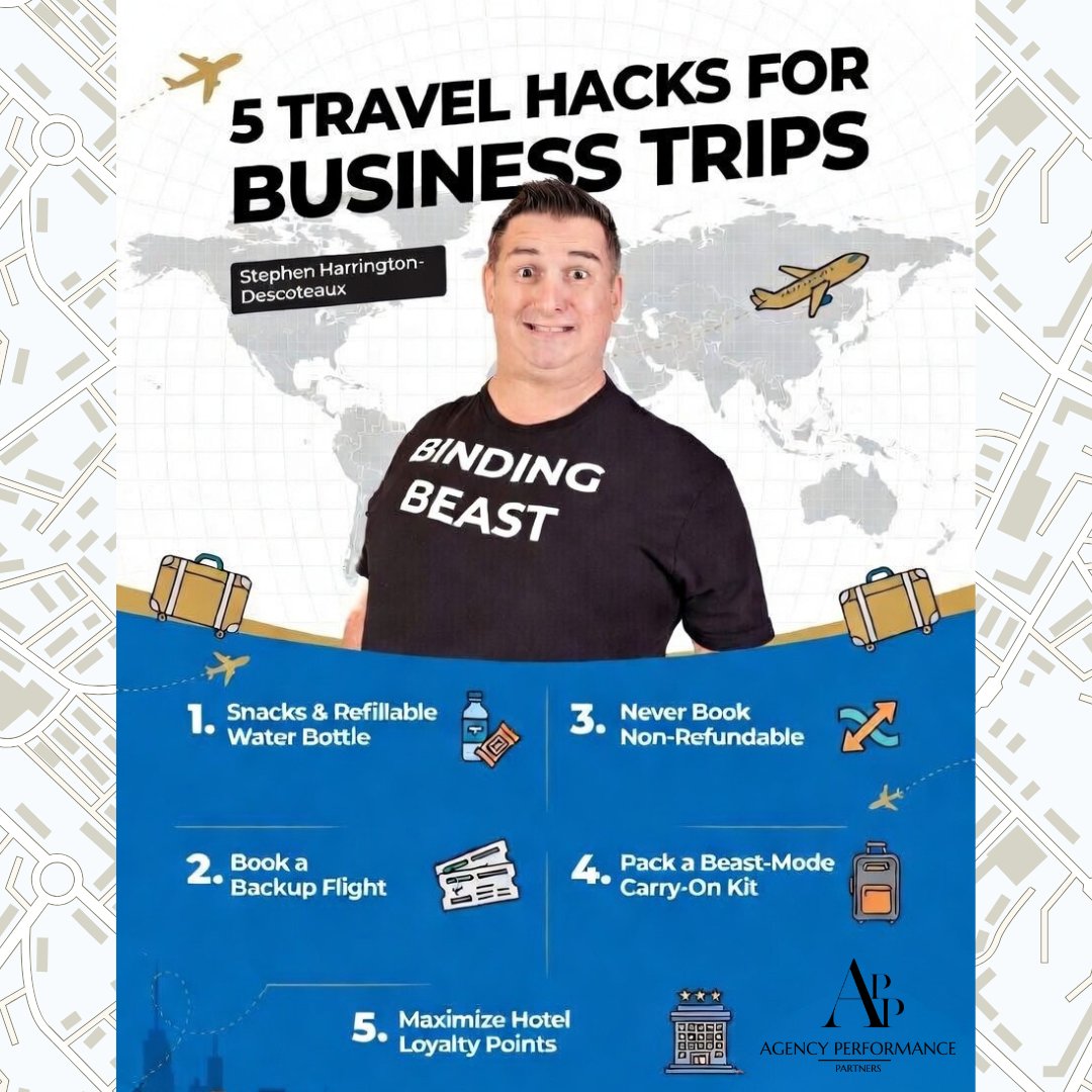 Appsinsurance's tweet image. ✈️💼 5 Travel Hacks for Business Trips from Stephen Harrington-Descoteaux 💼✈️

Business travel can be unpredictable—but a few smart habits can make all the difference in staying prepared, comfortable, and in control.

#BusinessTravel #TravelHacks #WorkSmart