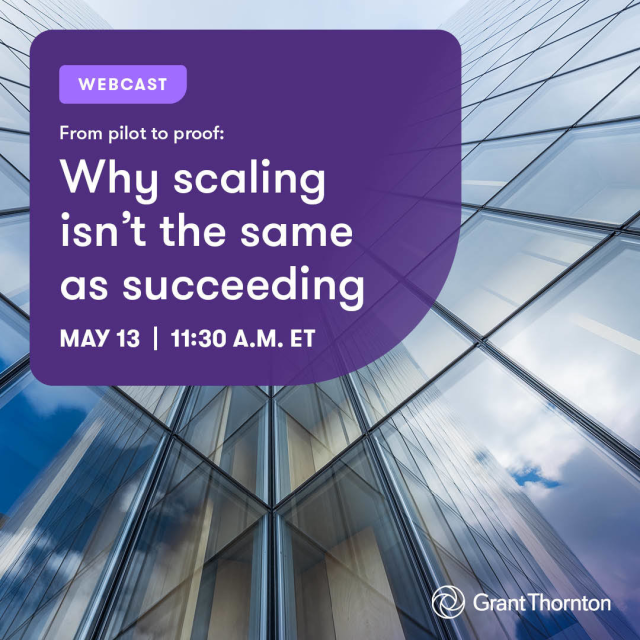DSLunsford's tweet image. 🤖 Scaling #AI isn’t the same as delivering results. Join @GrantThorntonUS for a #webcast on insights from 950 leaders, what’s working, what’s not and how to turn AI into real #ROI. Register now! #CPE #webinar bit.ly/4tA5Utk