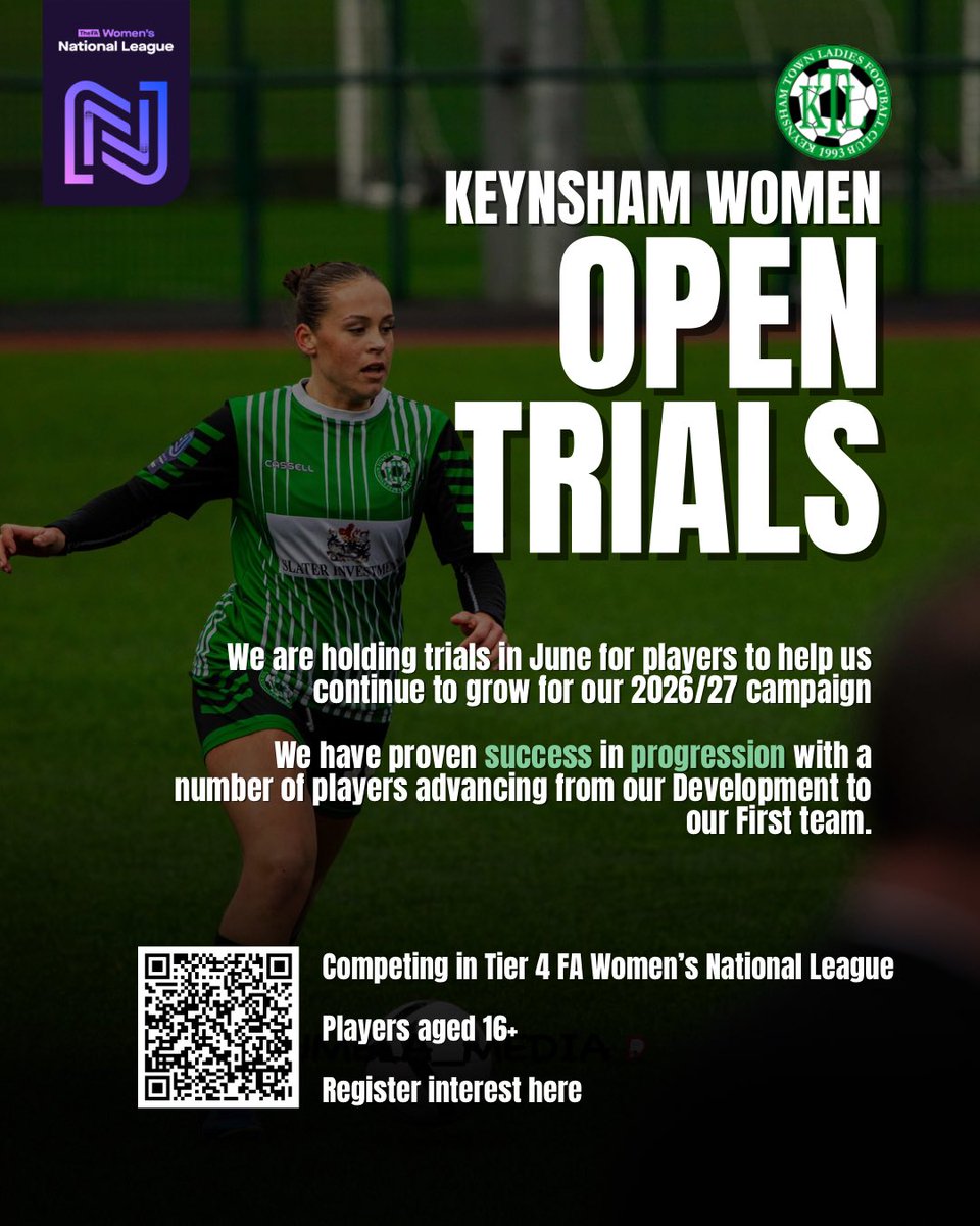 _KTLFC's tweet image. 💪🏽 Want to be part of our 2026/27 season?
✍️ Register for June trials now

🔗 forms.gle/18BvMLArtoSMR6…

#trials
#womensfootball
#bristol
#football 
#fawnl