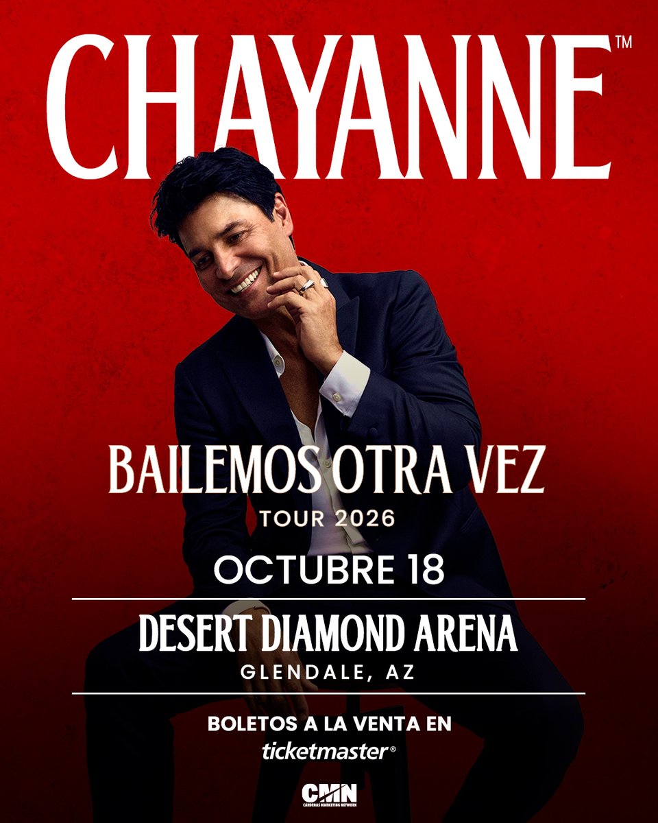 DDArenaAZ's tweet image. Tu última oportunidad de ver a Chayanne en vivo en su gira “Bailemos Otra Vez” 💃🕺
📍 Glendale | Domingo, 18 de octubre - Desert Diamond Arena 
🎟️ Boletos ya a la venta en ow.ly/RLIq50YOOKt
🔥 ¡No te quedes sin el tuyo! 

#Chayanne #Glendale #Phoenix #Arizona
