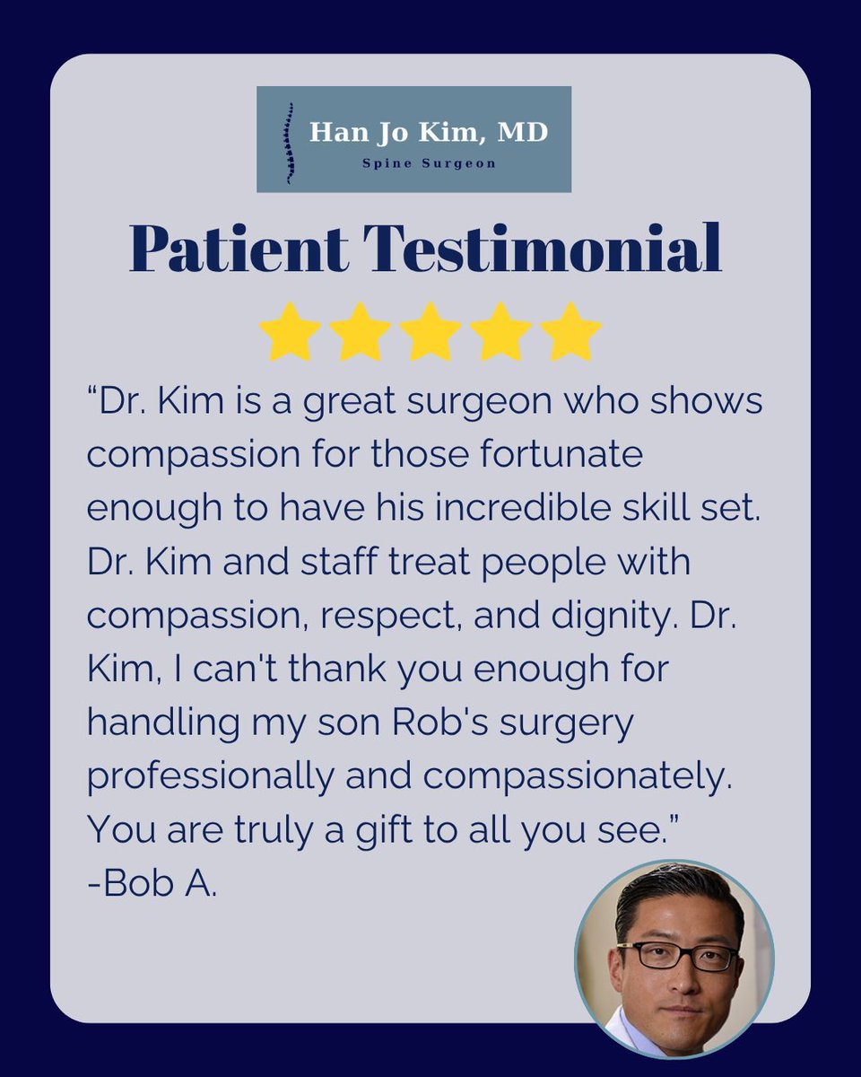 drkimspinemd's tweet image. At the heart of #DrHanJoKims practice is a simple mission: helping patients move #better, feel #stronger, and reclaim their daily lives. With expertise, care, and encouragement, the team guides each individual through recovery.

drkimspinemd.com/patient-testim…

#NYC #NewYork