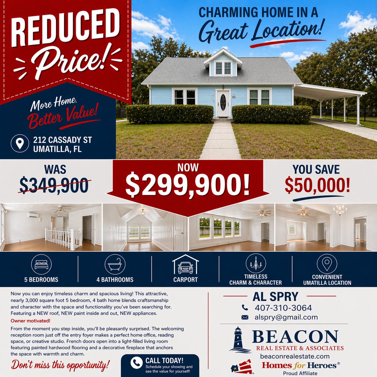 alspry's tweet photo. 🔥 JUST REDUCED in Umatilla! 🔥
Now offered at $299,900 — that’s a $50,000 price improvement! This isn’t just a home… it’s 5br/4ba, 3,000 sq ft of character, space, and opportunity.
✔️ 5 Bedrooms / 4 Bathrooms
flexibility, warmth, and serious value.
📞 Call/Text: 407-310-3064 https://t.co/rMvvyfqYsB