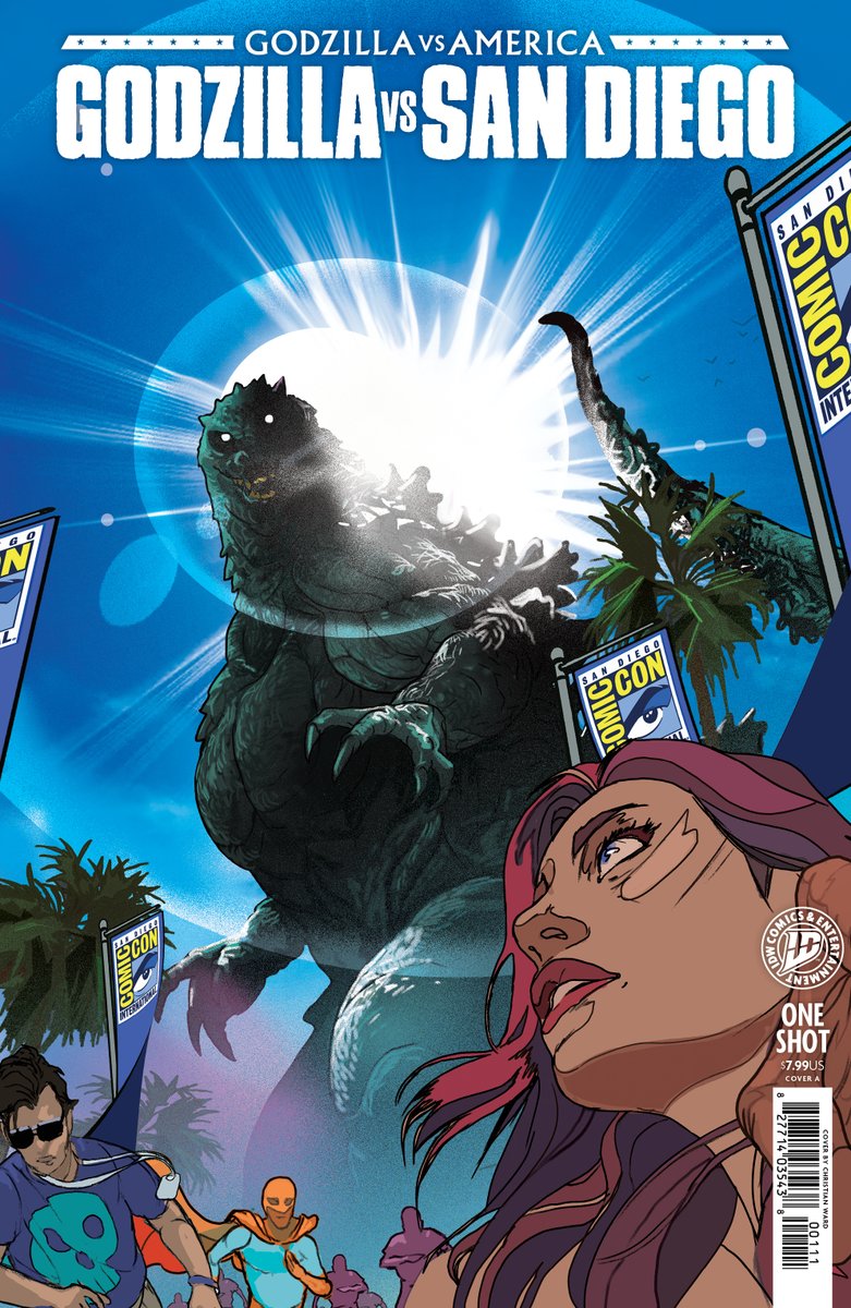 Godzilla_Toho's tweet photo. GODZILLA CRASHES COMIC-CON! 

IDW Publishing sends the King of the Monsters to San Diego just in time for the world's biggest pop culture celebration, and this year, the main attraction isn't on any panel schedule. 

Godzilla vs. America: San Diego goes on sale July 22, 2026 with pre-orders due June 15. 

Read more: https://t.co/IUDuUyz4bE