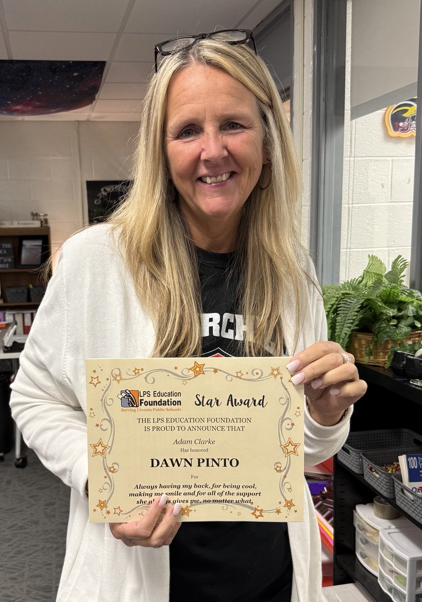 LPS_Foundation's tweet image. The LPS Education Foundation is proud to announce that Dawn Pinto from Churchill High School has been honored with a Star Award!
For information on Star Awards, please visit: lpsfoundation.org
#LivoniaPride @DistrictLPS @CHS_Chargers