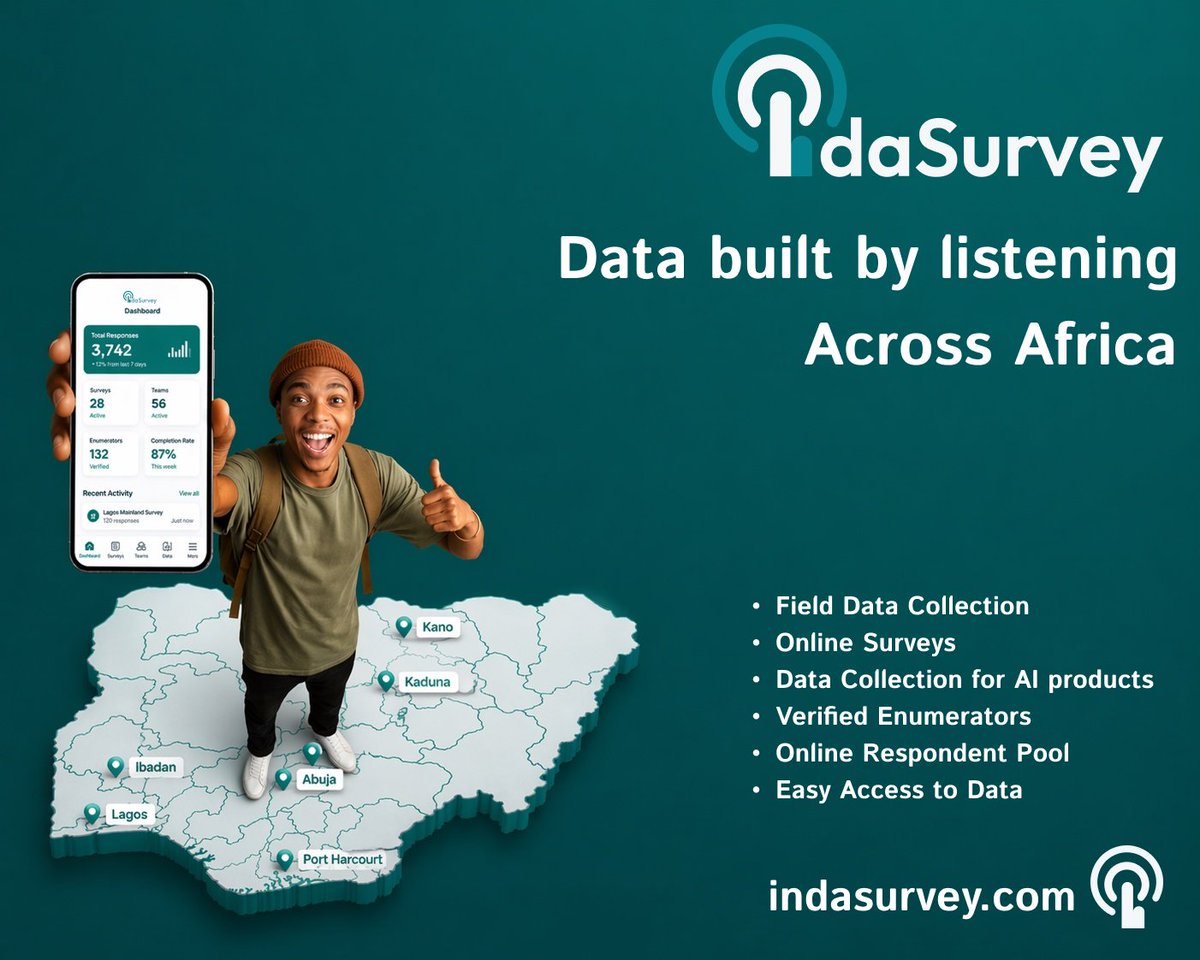 IndaSurvey's tweet photo. @Teeniiola IndaSurvey helps NGOs, researchers, and companies collect reliable data anywhere — online surveys, field data, phone interviews, and managed enumerators in one platform.

https://t.co/jHX8vZ4TcX https://t.co/uJECmXkDxP