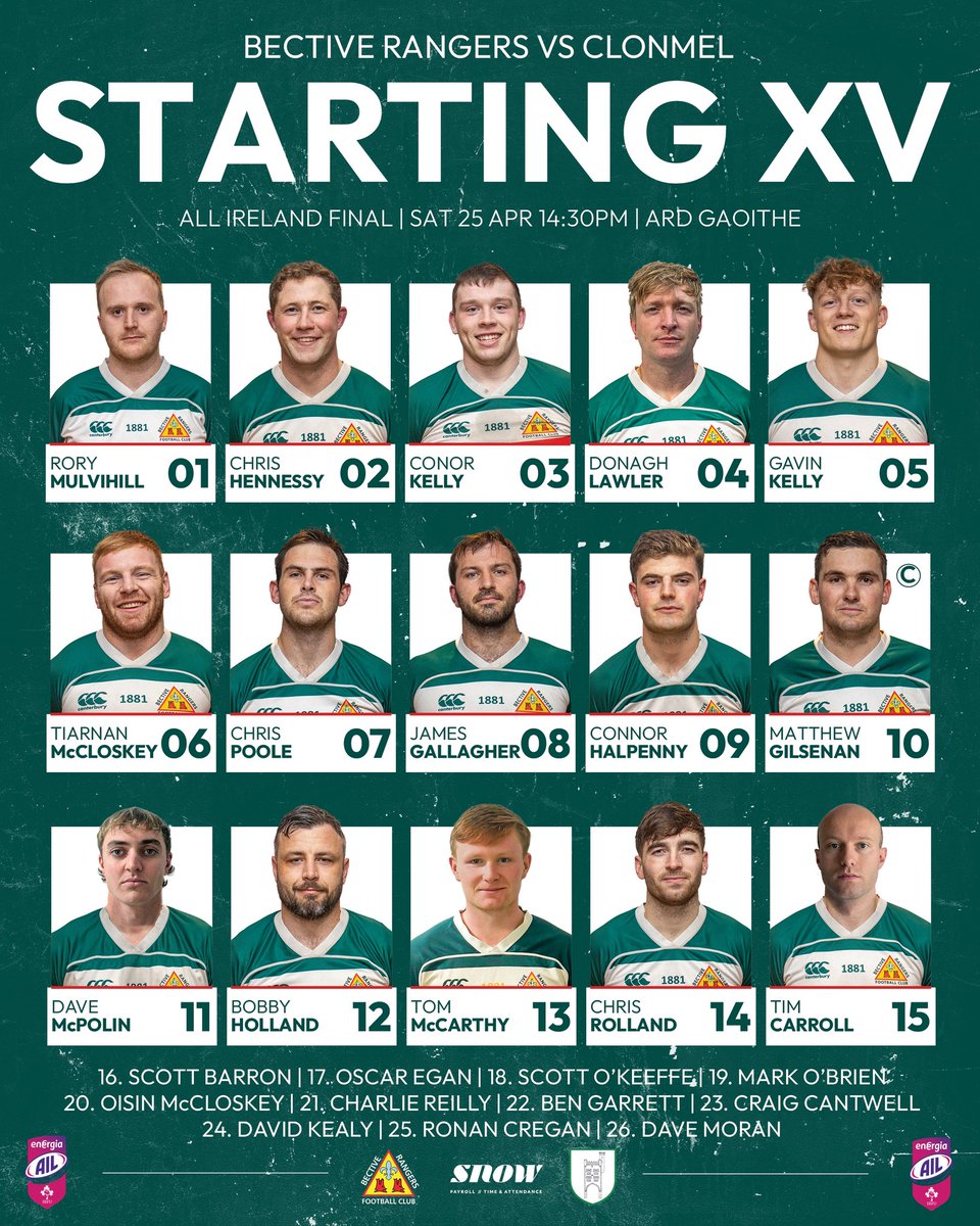 BectiveRangers's tweet photo. ALL IRELAND FINAL!

One final game for the Bective 1XV to round up a successful first year back in the AIL and it doesn’t get much bigger than a final league decider. 

All support needed for this AIL final in Clonmel, supporters bus leaving the clubhouse 10:30am

Hon Bective 🇧🇬 https://t.co/Dp32QxI6Iz