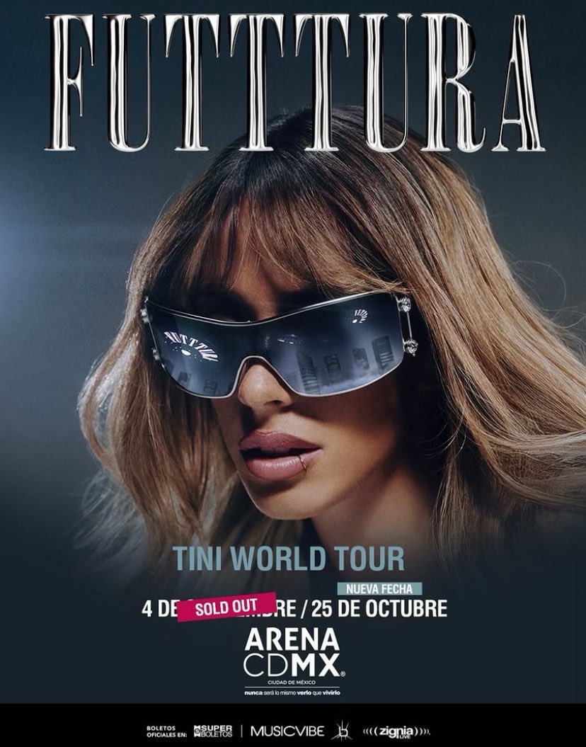 TINIData's tweet image. TINI AGOTA su show en la Arena de Ciudad de México con FUTTTURA WORLD TOUR y se agrega una fecha más 🇲🇽🛸

4 de Septiembre AGOTADO
25 de Octubre NUEVA FECHA

Boletos a la venta a partir del 29 de abril a las 11Am