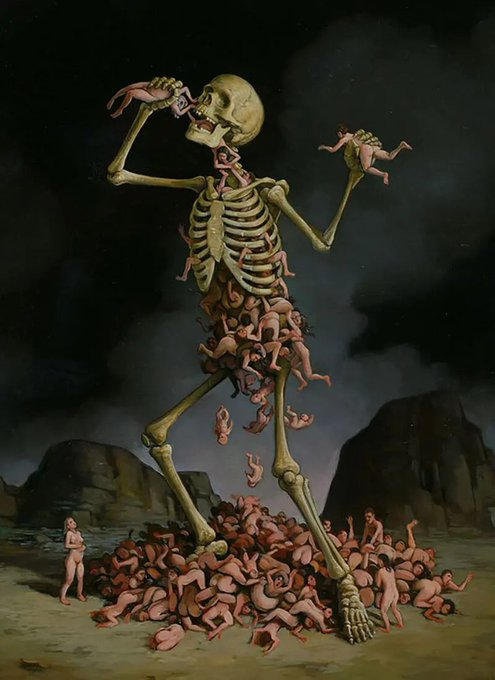 RaBeArt's tweet image. Untitled. The end of death. Artist: Erik Thor Sandberg.
#Art #ErikThorSandberg #death #humaneater #grotesque #skeleton #paintings