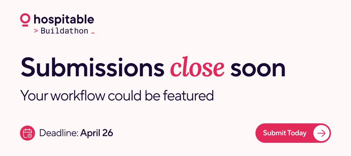hospitable's tweet photo. Submissions close soon ⏳

Hosts have been building fast with MCP
Now it’s your last chance to submit

Deadline: April 26
Show us what you’ve got 👇
 https://t.co/2ZYfSTdtsQ https://t.co/BeGwuAdOk5