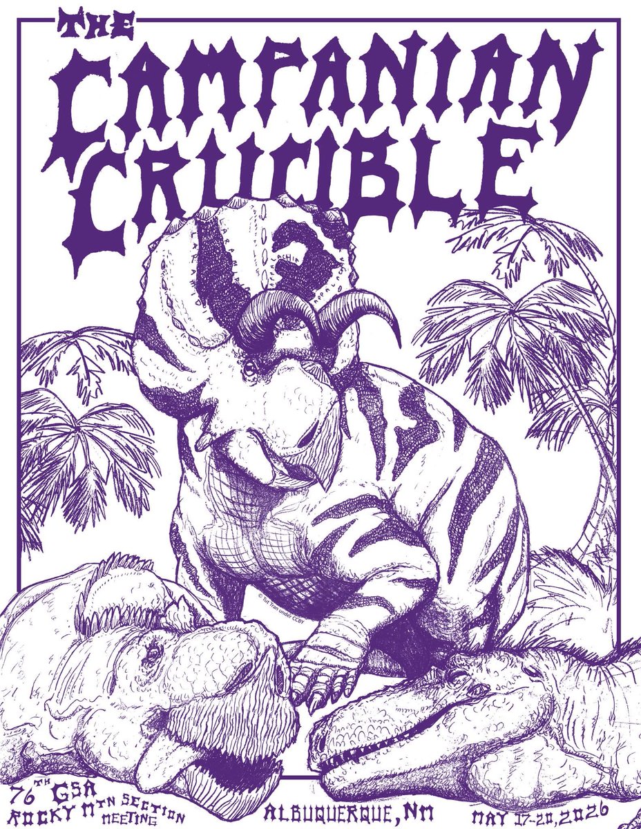 heatherfsmith's tweet photo. Excited to invite everyone to our GSA session “The Campanian Crucible: A synthesis of vertebrate paleobiogeography and ecosystem dynamics in Laramidia"
🗓️ May 19
⏰ 8:00–11:40 AM
📍 Alvarado C
🏔️ GSA Rocky Mountain Section Meeting, Albuquerque
Awesome logo design by Tut Tran 🤘 https://t.co/J7L1jdj4XT