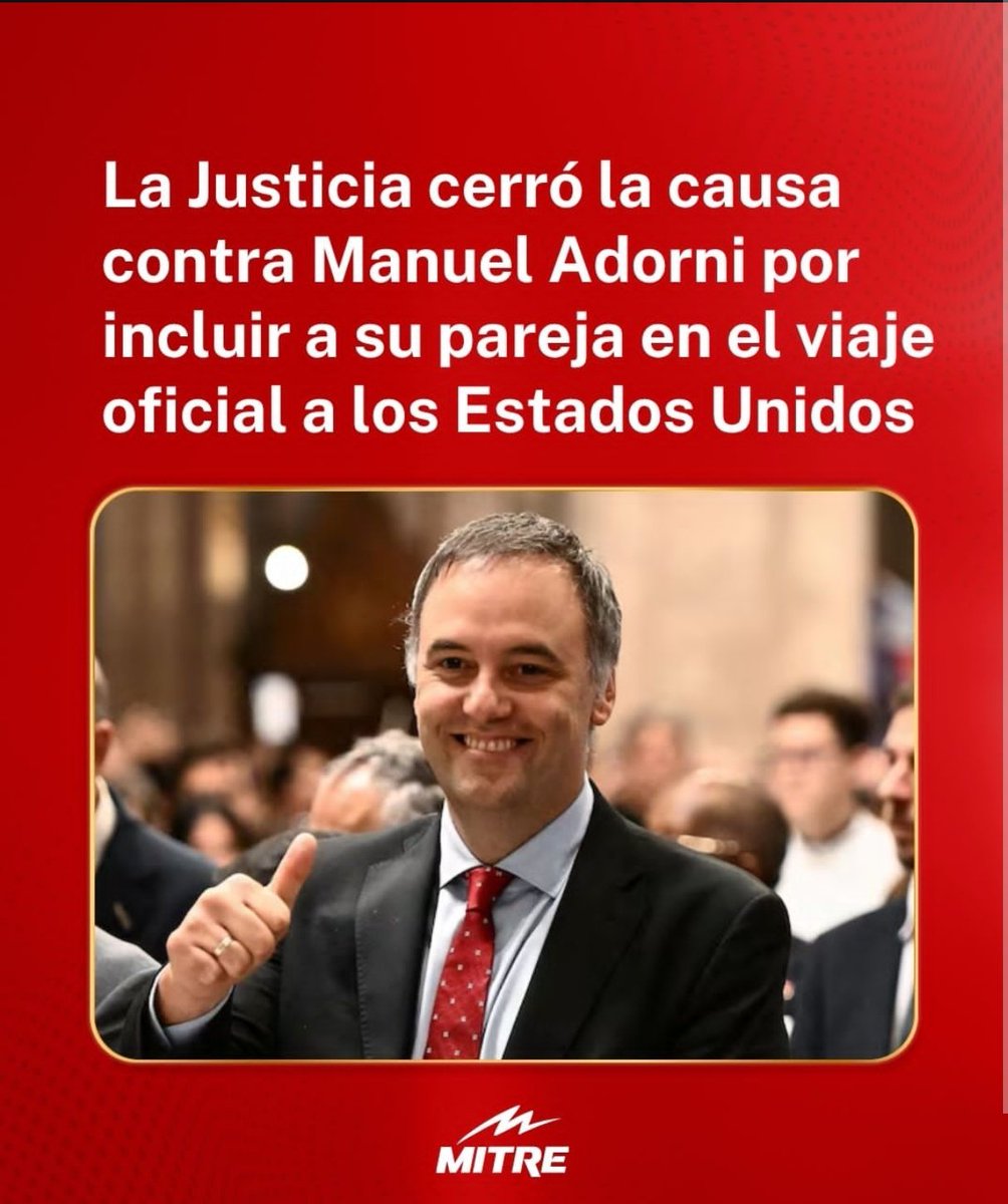 La justicia cerró la causa contra el Jefe de Gabinetes <a href="/madorni/">Manuel Adorni</a> .
Estamos atentos a las Disculpas de los Periodistas, que estuvieron un mes operando y condenando a Manuel Adorni. NOLSALP