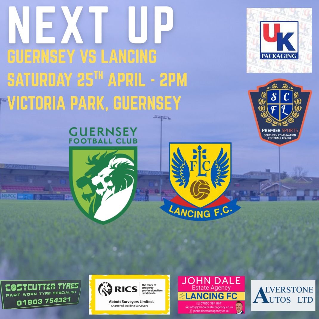 LancingFC's tweet image. Tomorrow we make the trip to Guernsey for our final away game of the season! We hope to see your travelling support on the isle! Come on you #Lancers. Kickoff is 2pm at Victoria Park!