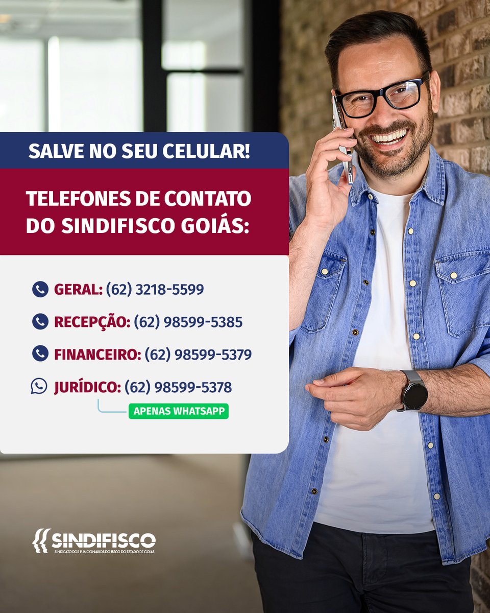 Filiado(a), salve os contatos do Sindifisco-GO no seu celular e entre em contato com o nosso sindicato sempre que precisar!

📅 Atendimento: segunda a sexta-feira.
⏰ Horário: das 8h às 12h e das 13h às 17h.

📲 Anote nossos contatos e aproveite!

#SindifiscoGO #FiscoGoiás