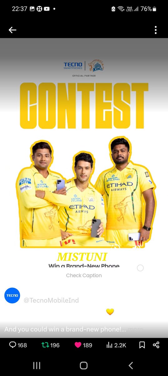 MistuniBanerjee's tweet photo. THANKS DEAR TEAM  @TecnoMobileInd  FOR THIS WONDERFUL CONTEST 💙💛💙💛💙

HERE IS MY SCREENSHOT 💛💛💛

Join 
@invisibleindra1  @parth_247  @JayshreeMalhot6 @BirjuDamani  @PritiNivoriya https://t.co/EW5ZGYEXq1
