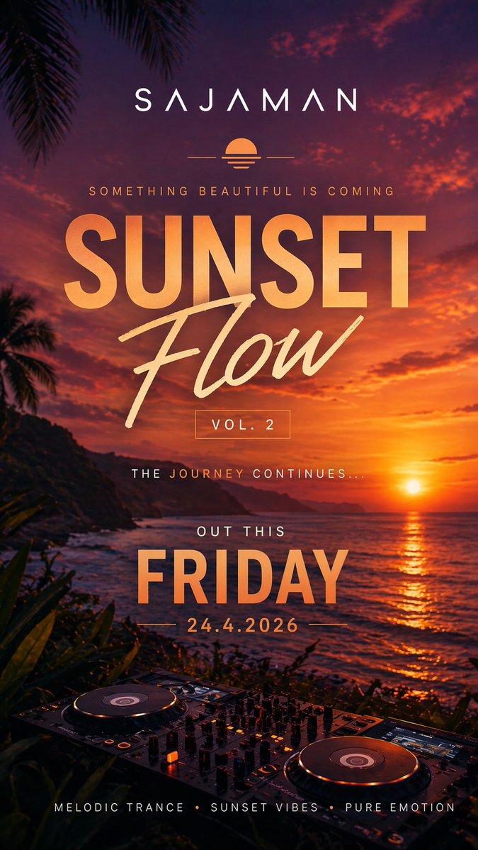 Sajador's tweet image. Sunset Flow vol. 2 is online! Check it out on @Spotify @AppleMusic or @youtubemusic! #trance #trancemusic #chill #chillmusic #sunsetvibes #sajaman