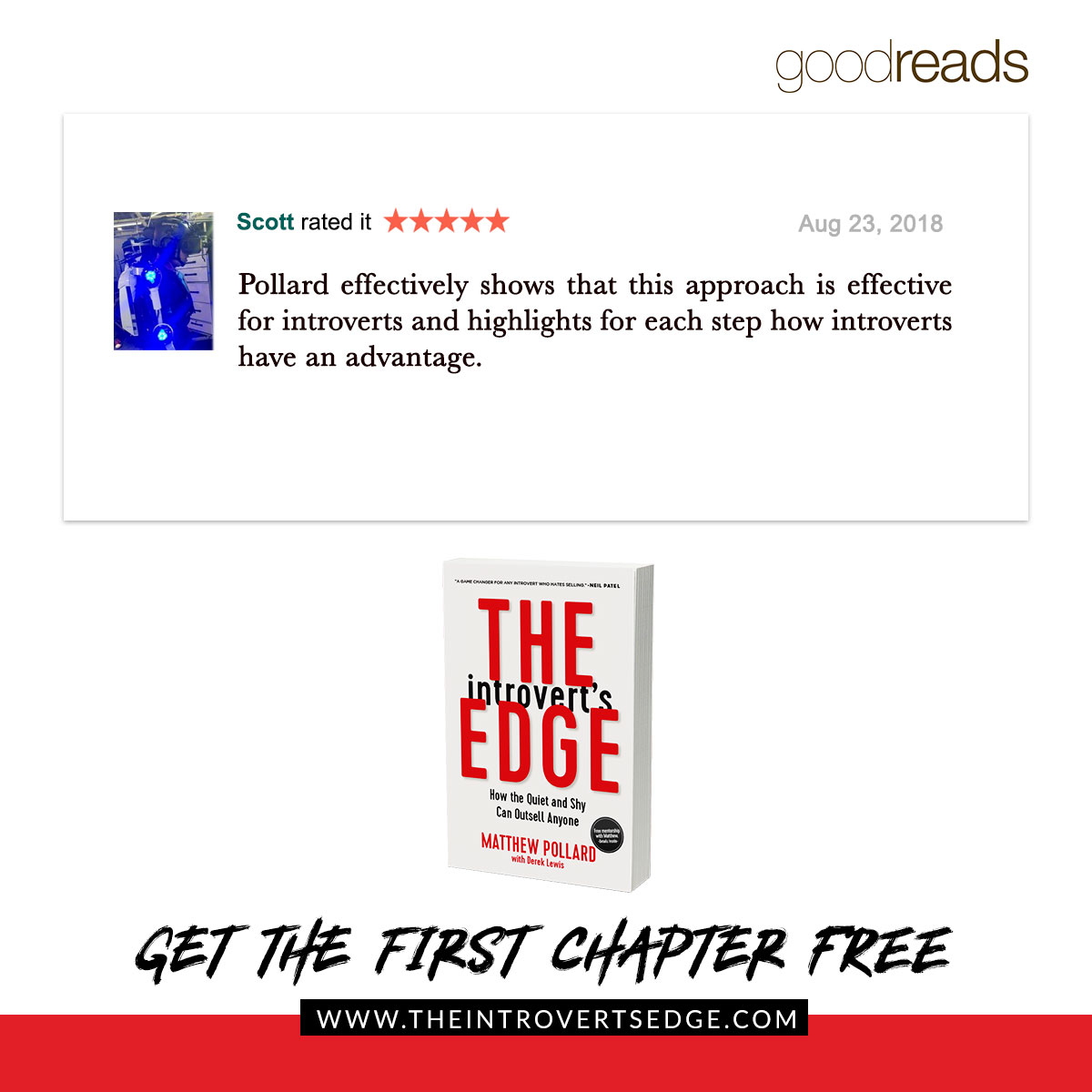 MatthewPollard_'s tweet image. It means so much to read all these incredible @Goodreads reviews of The Introvert's Edge. I love helping #smallbiz owners and #sales people crash through their barriers and achieve amazing success!

grow.lk/2g29RHm &amp;lt;-- get the first chapter FREE