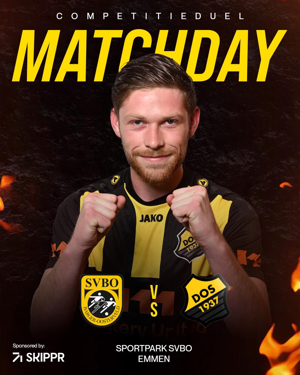 DOS37's tweet image. 💛MATCHDAY 🖤

Vandaag speelt 💛DOS’37 🖤een belangrijke uitwedstrijd tegen SVBO 🟡⚫️ uit Emmen

📍 Sportpark SVBO A/D Parkstraat
🕒 18:00 uur | 1e Klasse G
👨‍⚖️ Scheidsrechter: Arjan Alkema
📣 Steun ons eerste elftal in deze belangrijke wedstrijd

#Sfeer #Binding #Voetbal #DOS’37