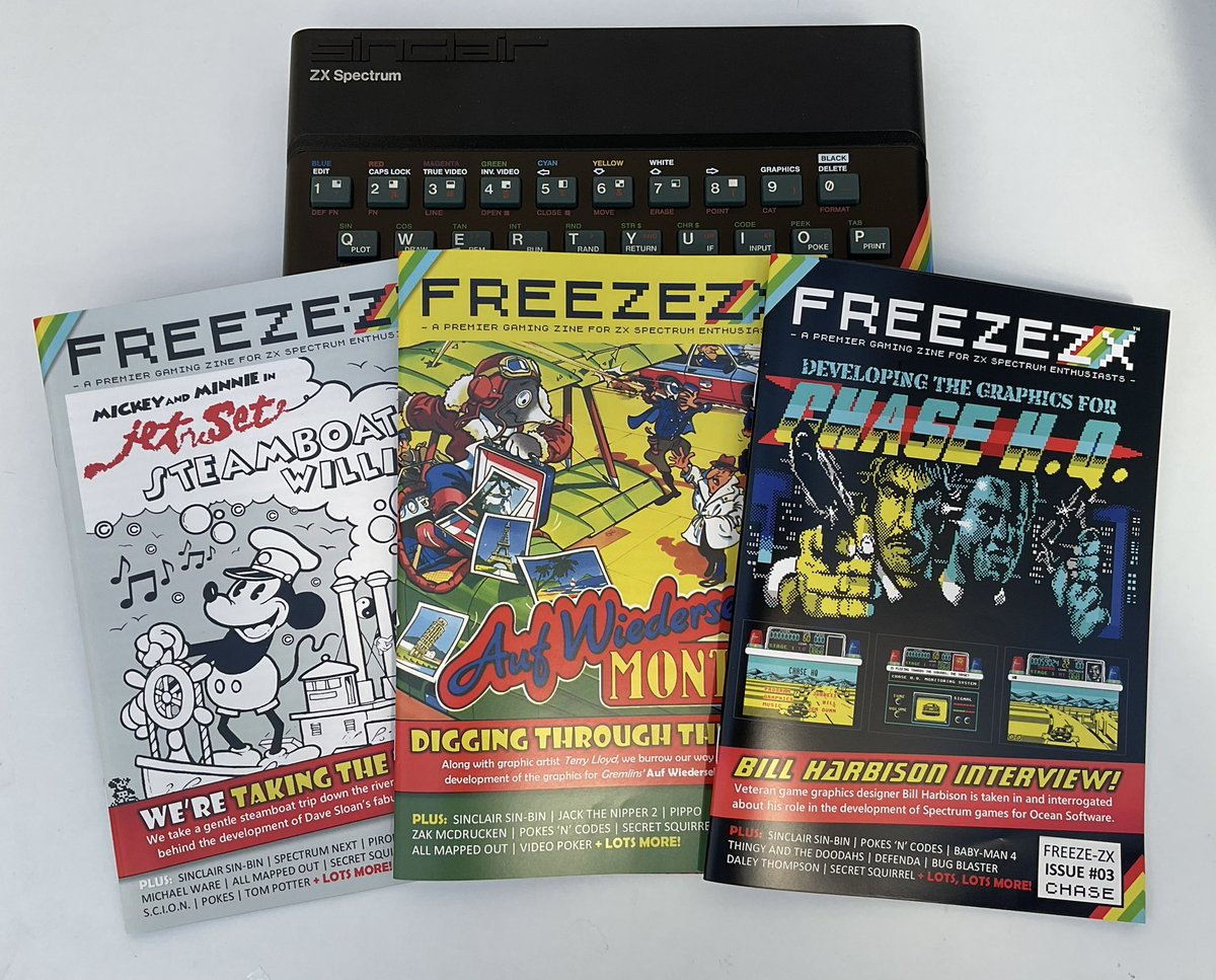FREEZEZXUK's tweet image. # Calling all #ZXSpectrum Enthusiasts #
All three issues 01,02,03 of FREEZE-ZX ‘zine are now back in stock!
Grab yourself a copy or three from:
freeze64.com/freeze-zx/
#Speccy #Z80 #IndieGames #RetroGames