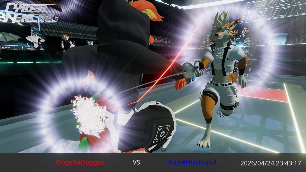 RandomFoxDude_'s tweet photo. Friday Fencing On VRC W/ @rayskyj @Gravityfox99 @frayerxz_ &amp; @DogeDaDoggoo And More! #Furry #Vrchat #CyberFencing https://t.co/yYOn0yXWkR