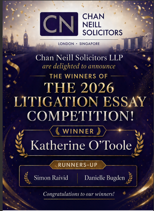ChanSolicitors's tweet photo. Chan Neill Solicitors LLP are delighted to announce the winners of this year’s Litigation Essay Competition.

With over 45 entries submitted from 26 universities across the UK, the standard of work was exceptionally high. The competition was fiercely contested, showcasing impressive analytical ability, originality, and written advocacy.

[Winner]:
· Katherine O'Toole
Her essay stood out for its clarity, depth of research, and compelling legal reasoning.

[Runners‑Up]:
· Danielle Bugden
· Simon Raivid

A huge thank you to everyone who took part — the calibre of entries made this year’s competition truly outstanding.

Further details of the winning essays, our judging process, and future opportunities can be found here: https://t.co/Pdo9h5YhjW

To learn more about the competition, please visit: https://t.co/8v1CrFHakI
We look forward to receiving more outstanding submissions in future competitions.

#ChanNeillSolicitors #LitigationLaw #FutureLawyerss #LegalCareers #LawStudents #UKLaw #EssayCompetition